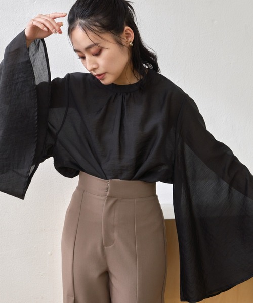 VANNIE U（ヴァニーユー）の「シアーフレアブラウス（シャツ/ブラウス・レディース・アイボリー/ブラック・FREE）」の14枚目の写真