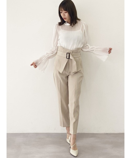 DURAS（デュラス）の「コルセット付きテーパードパンツ（その他パンツ・レディース・ライトベージュ/ブラック/チェック・FREE）」の2枚目の写真