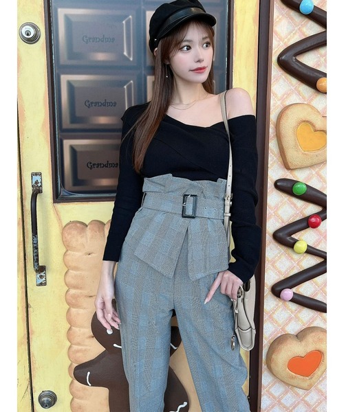 DURAS（デュラス）の「コルセット付きテーパードパンツ（その他パンツ・レディース・ライトベージュ/ブラック/チェック・FREE）」の14枚目の写真