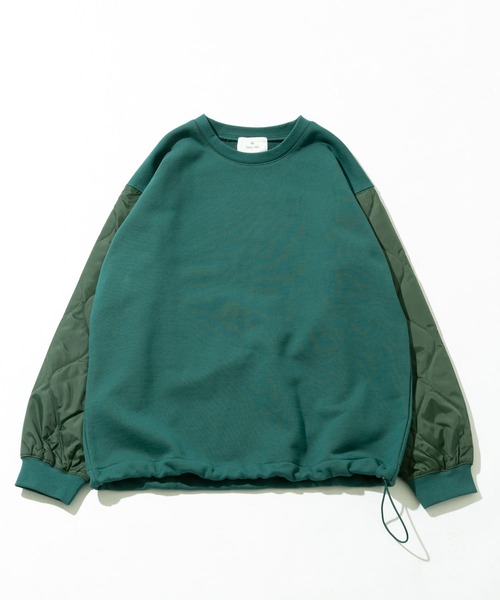 URBAN RESEARCH Sonny Label（アーバンリサーチサニーレーベル）の「袖キルティング切替スウェットプルオーバー（スウェット・メンズ・ベージュ/ブラック/グリーン・LARGE/MEDIUM）」の3枚目の写真