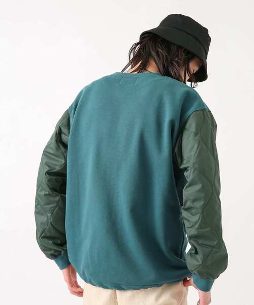 URBAN RESEARCH Sonny Label（アーバンリサーチサニーレーベル）の「袖キルティング切替スウェットプルオーバー（スウェット・メンズ・ベージュ/ブラック/グリーン・LARGE/MEDIUM）」の6枚目の写真