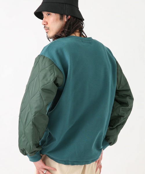 URBAN RESEARCH Sonny Label（アーバンリサーチサニーレーベル）の「袖キルティング切替スウェットプルオーバー（スウェット・メンズ・ベージュ/ブラック/グリーン・LARGE/MEDIUM）」の7枚目の写真
