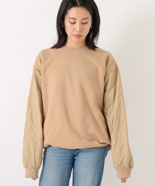 URBAN RESEARCH Sonny Label（アーバンリサーチサニーレーベル）の「袖キルティング切替スウェットプルオーバー（スウェット・メンズ・ベージュ/ブラック/グリーン・LARGE/MEDIUM）」の9枚目の写真