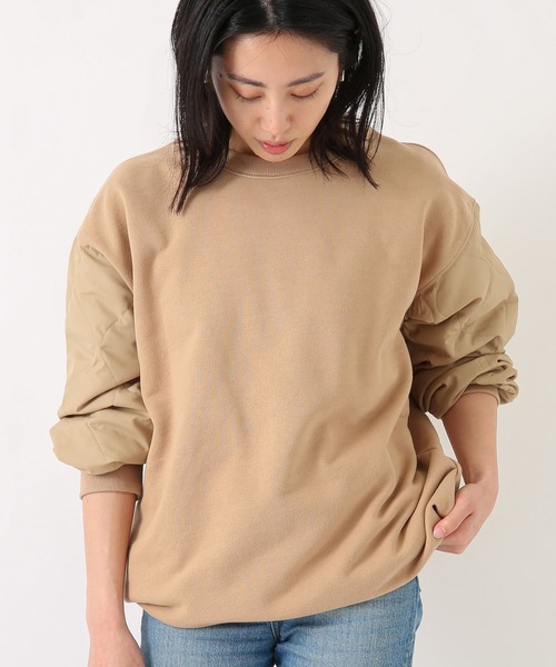 URBAN RESEARCH Sonny Label（アーバンリサーチサニーレーベル）の「袖キルティング切替スウェットプルオーバー（スウェット・メンズ・ベージュ/ブラック/グリーン・LARGE/MEDIUM）」の10枚目の写真