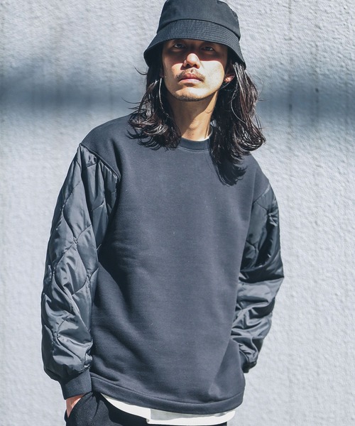 URBAN RESEARCH Sonny Label（アーバンリサーチサニーレーベル）の「袖キルティング切替スウェットプルオーバー（スウェット・メンズ・ベージュ/ブラック/グリーン・LARGE/MEDIUM）」の19枚目の写真