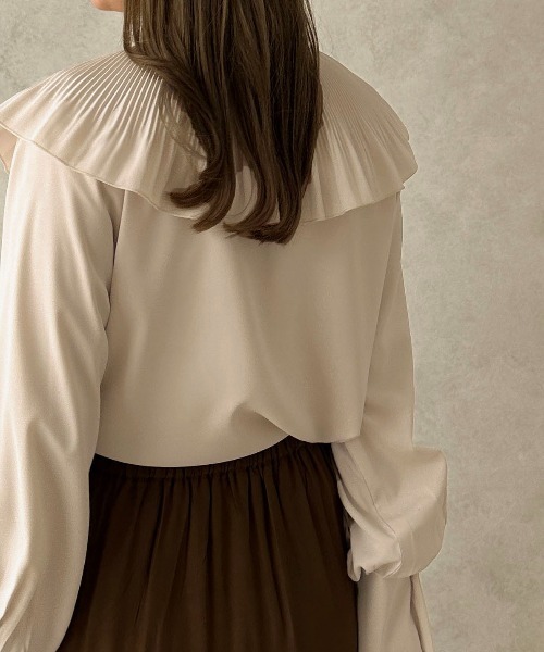 apres jour clair(アプレジュールクレア)の「【apres jour clair】プリーツ襟ブラウス【ZOZOTOWN限定アイテム】(シャツ/ブラウス・レディース・アイボリー/ライトベージュ・X-LARGE/フリー)」の8枚目の写真