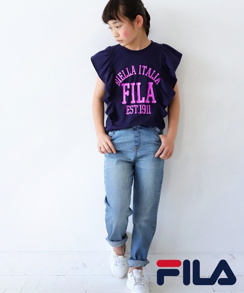 antiqua（アンティカ）の「FILAロゴ入りフリルトップス（Tシャツ/カットソー・キッズ・オートミール/ネイビー・130/140/150/160）」の19枚目の写真