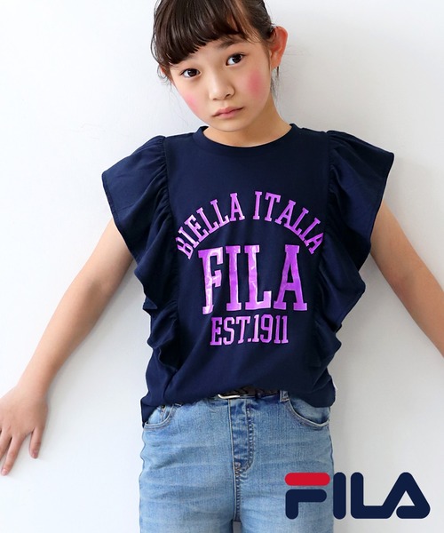 antiqua（アンティカ）の「FILAロゴ入りフリルトップス（Tシャツ/カットソー・キッズ・オートミール/ネイビー・130/140/150/160）」の17枚目の写真