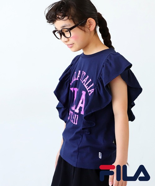 antiqua（アンティカ）の「FILAロゴ入りフリルトップス（Tシャツ/カットソー・キッズ・オートミール/ネイビー・130/140/150/160）」の22枚目の写真