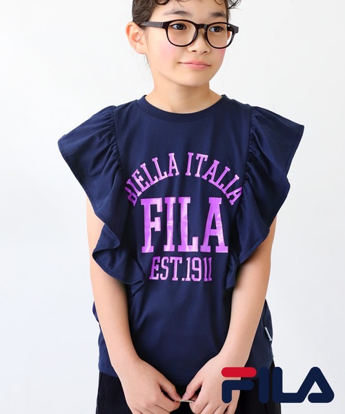 antiqua（アンティカ）の「FILAロゴ入りフリルトップス（Tシャツ/カットソー・キッズ・オートミール/ネイビー・130/140/150/160）」の20枚目の写真