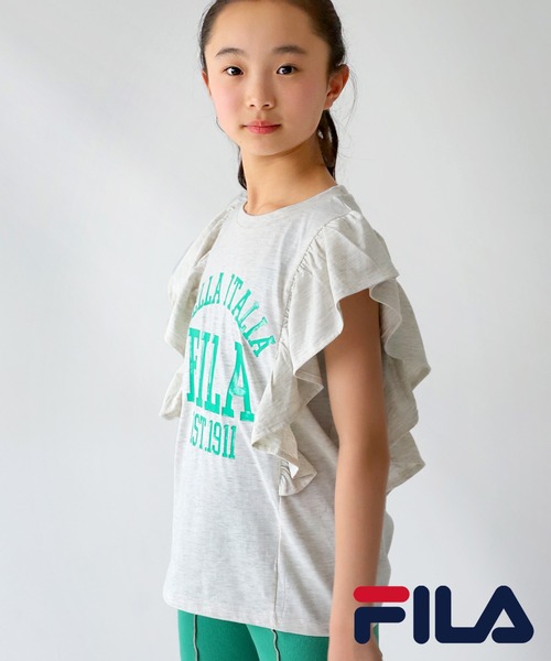 antiqua（アンティカ）の「FILAロゴ入りフリルトップス（Tシャツ/カットソー・キッズ・オートミール/ネイビー・130/140/150/160）」の16枚目の写真