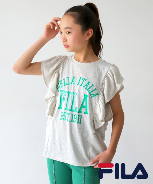 antiqua（アンティカ）の「FILAロゴ入りフリルトップス（Tシャツ/カットソー・キッズ・オートミール/ネイビー・130/140/150/160）」の13枚目の写真