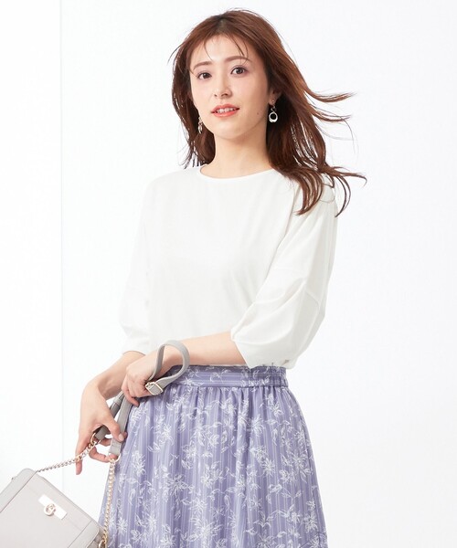 ANY SIS(エニィスィス)の「【接触冷感・UVカット】サカリバドルマンスリーブ プルオーバー(Tシャツ/カットソー・レディース・スカイブルー系/ピンク系/ホワイト系/ネイビー系・2)」の2枚目の写真