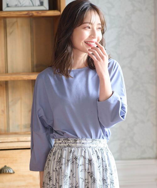 ANY SIS(エニィスィス)の「【接触冷感・UVカット】サカリバドルマンスリーブ プルオーバー(Tシャツ/カットソー・レディース・スカイブルー系/ピンク系/ホワイト系/ネイビー系・2)」の1枚目の写真