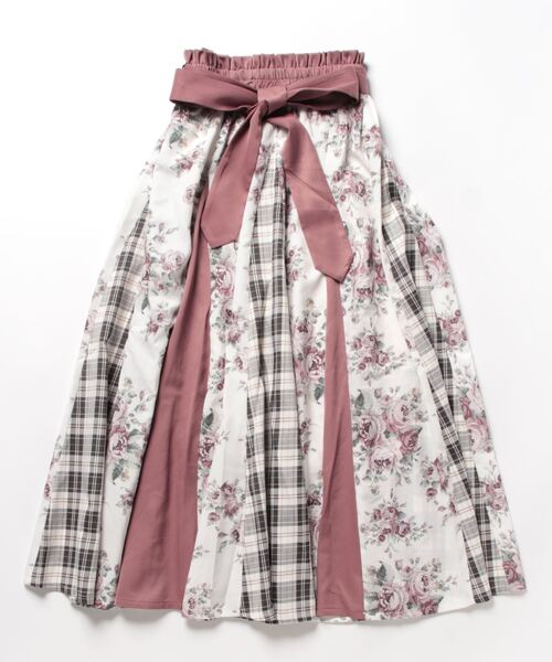 axes femme（アクシーズファム）の「花柄×チェック柄切替