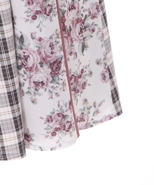 axes femme（アクシーズファム）の「花柄×チェック柄切替スカート