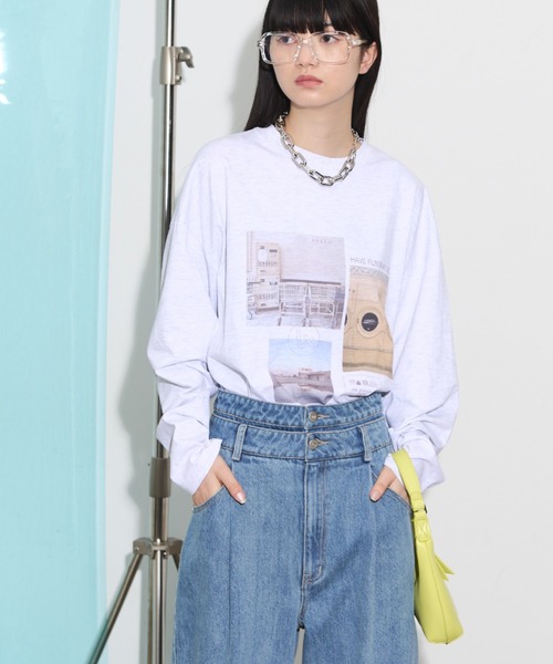 THE YOn（ザヨン）の「マルチフォトプリントロングスリーブTシャツ（Tシャツ/カットソー・レディース・グレー/チャコールグレー/オフホワイト・FREE）」の8枚目の写真