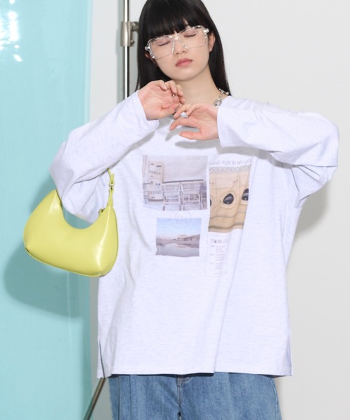 THE YOn（ザヨン）の「マルチフォトプリントロングスリーブTシャツ（Tシャツ/カットソー・レディース・グレー/チャコールグレー/オフホワイト・FREE）」の12枚目の写真