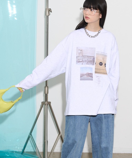 THE YOn（ザヨン）の「マルチフォトプリントロングスリーブTシャツ（Tシャツ/カットソー・レディース・グレー/チャコールグレー/オフホワイト・FREE）」の14枚目の写真