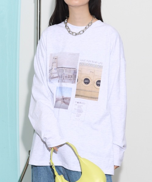 THE YOn（ザヨン）の「マルチフォトプリントロングスリーブTシャツ（Tシャツ/カットソー・レディース・グレー/チャコールグレー/オフホワイト・FREE）」の10枚目の写真