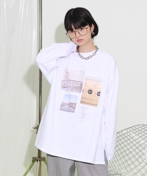THE YOn（ザヨン）の「マルチフォトプリントロングスリーブTシャツ（Tシャツ/カットソー・レディース・グレー/チャコールグレー/オフホワイト・FREE）」の18枚目の写真