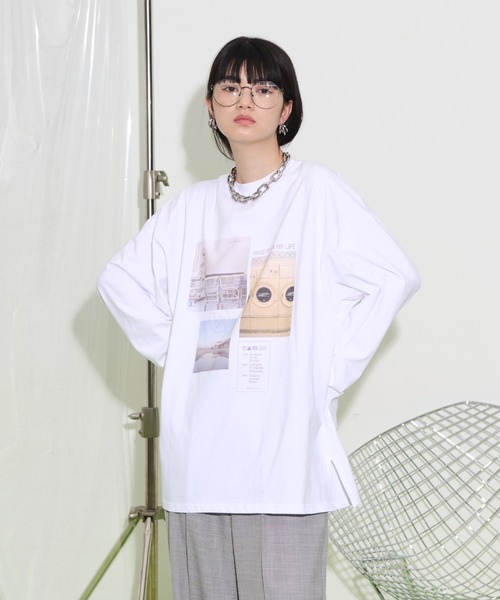 THE YOn（ザヨン）の「マルチフォトプリントロングスリーブTシャツ（Tシャツ/カットソー・レディース・グレー/チャコールグレー/オフホワイト・FREE）」の19枚目の写真