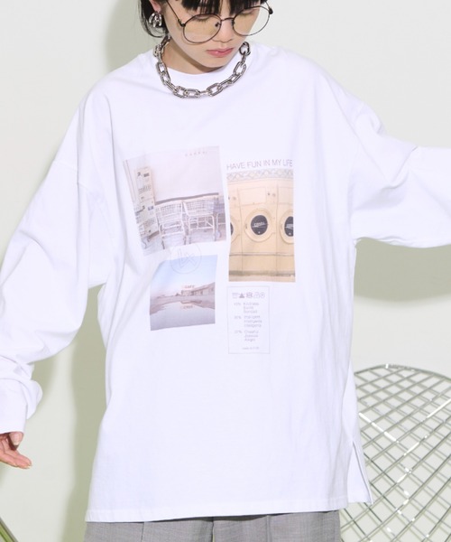 THE YOn（ザヨン）の「マルチフォトプリントロングスリーブTシャツ（Tシャツ/カットソー・レディース・グレー/チャコールグレー/オフホワイト・FREE）」の20枚目の写真