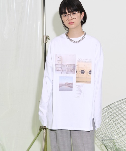 THE YOn（ザヨン）の「マルチフォトプリントロングスリーブTシャツ（Tシャツ/カットソー・レディース・グレー/チャコールグレー/オフホワイト・FREE）」の17枚目の写真
