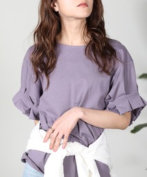 ボリューム袖クルーネックTシャツ