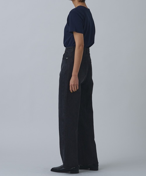 Abor(アボア)の「【Abor】ワッフルハーフスリーブTシャツ(Tシャツ/カットソー・レディース・ネイビー/グレー/クリーム/ブラック・FREE)」の5枚目の写真