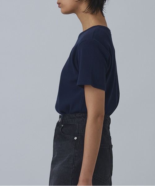 Abor(アボア)の「【Abor】ワッフルハーフスリーブTシャツ(Tシャツ/カットソー・レディース・ネイビー/グレー/クリーム/ブラック・FREE)」の7枚目の写真