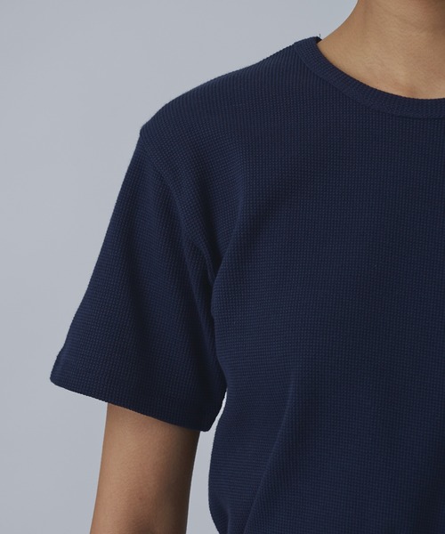 Abor(アボア)の「【Abor】ワッフルハーフスリーブTシャツ(Tシャツ/カットソー・レディース・ネイビー/グレー/クリーム/ブラック・FREE)」の9枚目の写真