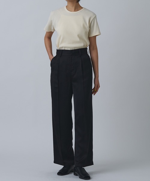 Abor(アボア)の「【Abor】ワッフルハーフスリーブTシャツ(Tシャツ/カットソー・レディース・ネイビー/グレー/クリーム/ブラック・FREE)」の17枚目の写真