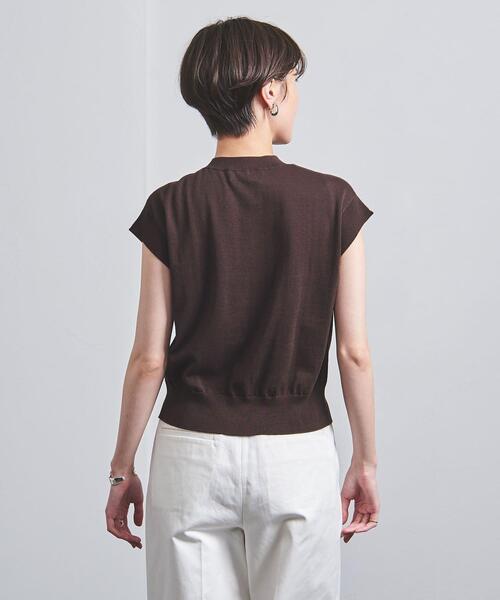 UNITED ARROWS（ユナイテッドアローズ）の「コットン ボトルネック フレンチスリーブ ニット（ニット/セーター・レディース・オフホワイト/ブラック/ダークブラウン/ピンク・FREE）」の7枚目の写真