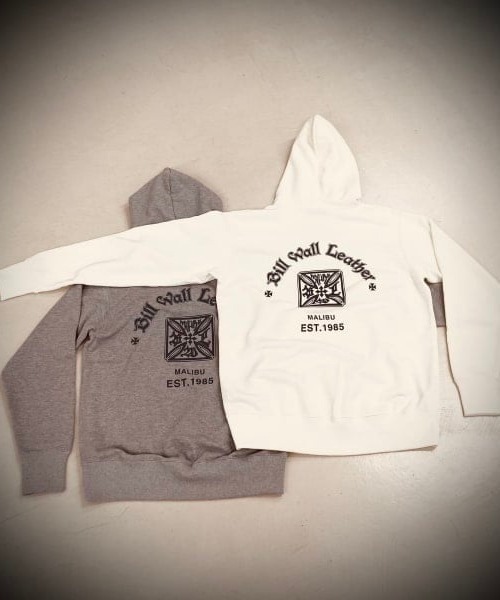 BILL WALL LEATHER(ビルウォールレザー)の「Bill Wall Leather / 別注 Hooded Pullover(パーカー・メンズ・グレー/ホワイト・SMALL/MEDIUM/LARGE/X-LARGE/XX-LARGE)」の17枚目の写真