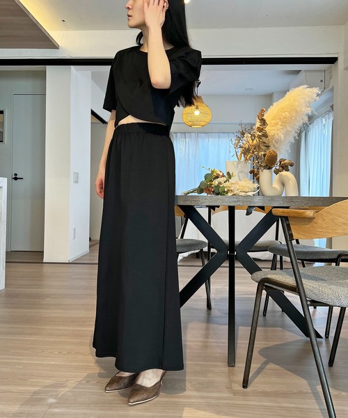 Jewelobe（ジュエローブ）の「カシュクールヘムクロップドトップス×スカート セットアップ（セットアップ・レディース・ベージュ/杢グレー/ブラック・FREE）」の20枚目の写真