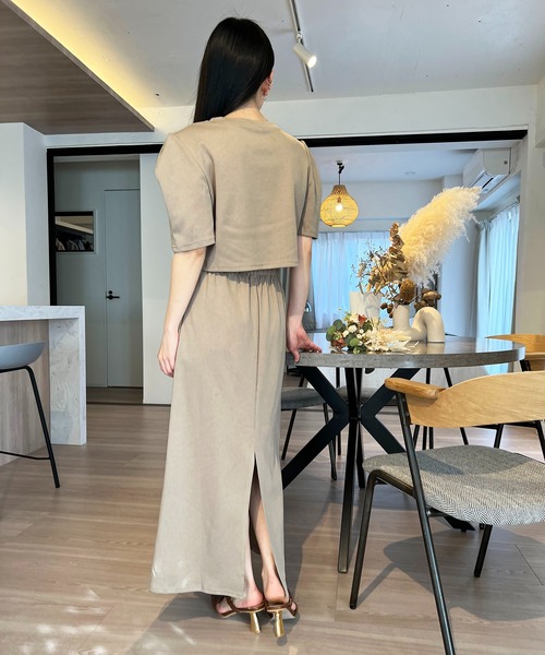 Jewelobe（ジュエローブ）の「カシュクールヘムクロップドトップス×スカート セットアップ（セットアップ・レディース・ベージュ/杢グレー/ブラック・FREE）」の14枚目の写真