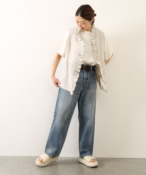 JOURNAL STANDARD LUXE(ジャーナルスタンダード ラックス)の「リネンダンガリー フリルベスト(ベスト・レディース・ベージュ/ブルー系その他・FREE)」の5枚目の写真