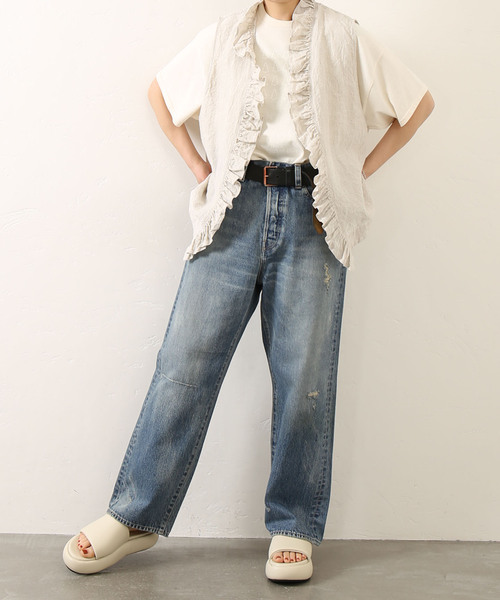 JOURNAL STANDARD LUXE(ジャーナルスタンダード ラックス)の「リネンダンガリー フリルベスト(ベスト・レディース・ベージュ/ブルー系その他・FREE)」の6枚目の写真