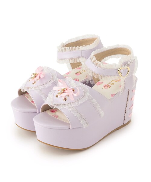 cs T&P(シーエスティーアンドピー)の「厚底ハートリボンサンダル(サンダル・レディース・ホワイト/ブラック/パープル系/ピンク系9・LL/S/M/L)」の5枚目の写真