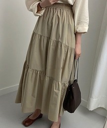 韓国ファッション ティアードロングスカート