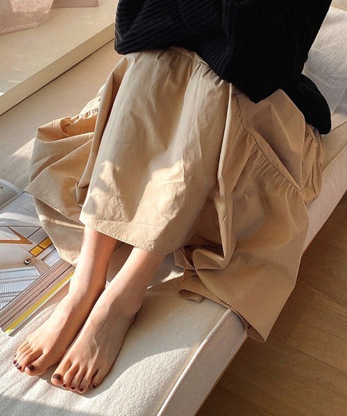 Dalfwin(ダールフィン)の「韓国ファッション ティアードロングスカート(スカート・レディース・ベージュ/ブラック/カーキ・FREE)」の12枚目の写真