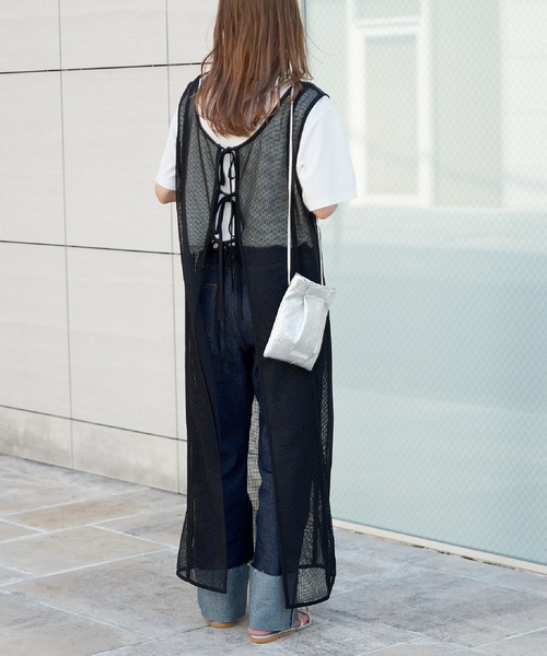 COLONY 2139(コロニートゥーワンスリーナイン)の「前後2WAY / メッシュパイピングリボン付きワンピース(ワンピース・レディース・ブラック/ホワイト・FREE)」の19枚目の写真