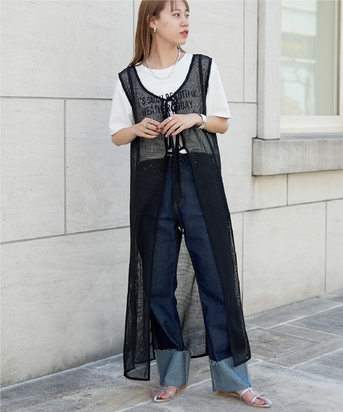 COLONY 2139(コロニートゥーワンスリーナイン)の「前後2WAY / メッシュパイピングリボン付きワンピース(ワンピース・レディース・ブラック/ホワイト・FREE)」の22枚目の写真