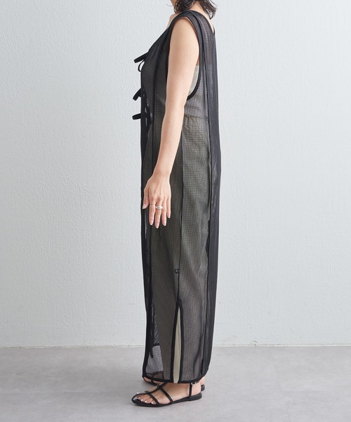 COLONY 2139(コロニートゥーワンスリーナイン)の「前後2WAY / メッシュパイピングリボン付きワンピース(ワンピース・レディース・ブラック/ホワイト・FREE)」の12枚目の写真