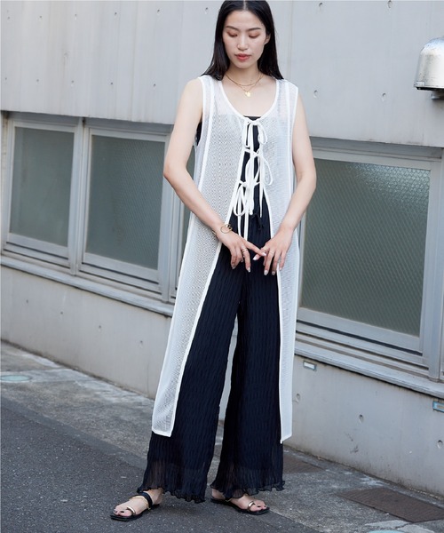 COLONY 2139(コロニートゥーワンスリーナイン)の「前後2WAY / メッシュパイピングリボン付きワンピース(ワンピース・レディース・ブラック/ホワイト・FREE)」の17枚目の写真