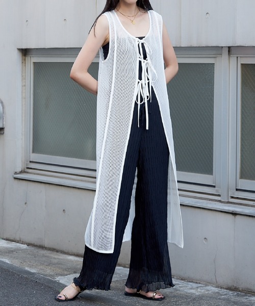 COLONY 2139(コロニートゥーワンスリーナイン)の「前後2WAY / メッシュパイピングリボン付きワンピース(ワンピース・レディース・ブラック/ホワイト・FREE)」の21枚目の写真