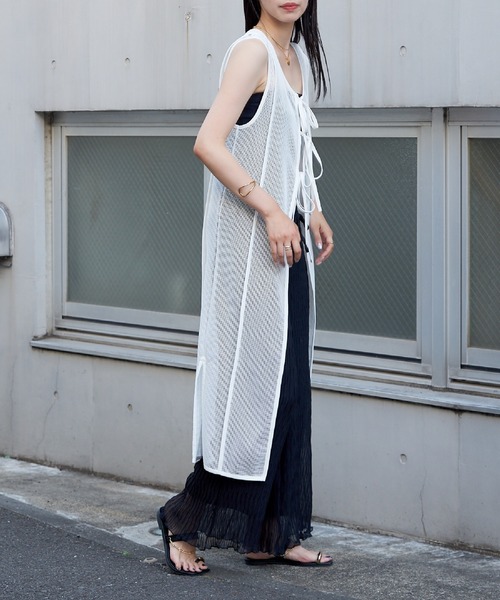 COLONY 2139(コロニートゥーワンスリーナイン)の「前後2WAY / メッシュパイピングリボン付きワンピース(ワンピース・レディース・ブラック/ホワイト・FREE)」の3枚目の写真