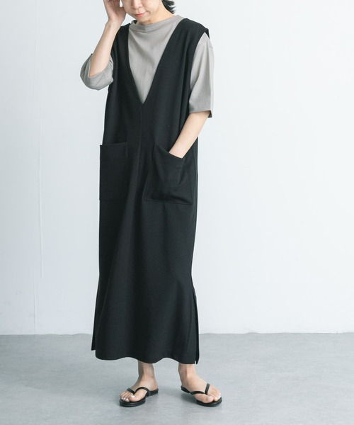 FORK&SPOON(フォークアンドスプーン)の「FORK&SPOON カットツイル2WAYジャンパースカート(ワンピース・レディース・ブラック/ベージュ系その他・1/2)」の7枚目の写真