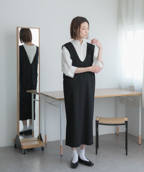 FORK&SPOON(フォークアンドスプーン)の「FORK&SPOON カットツイル2WAYジャンパースカート(ワンピース・レディース・ブラック/ベージュ系その他・1/2)」の17枚目の写真